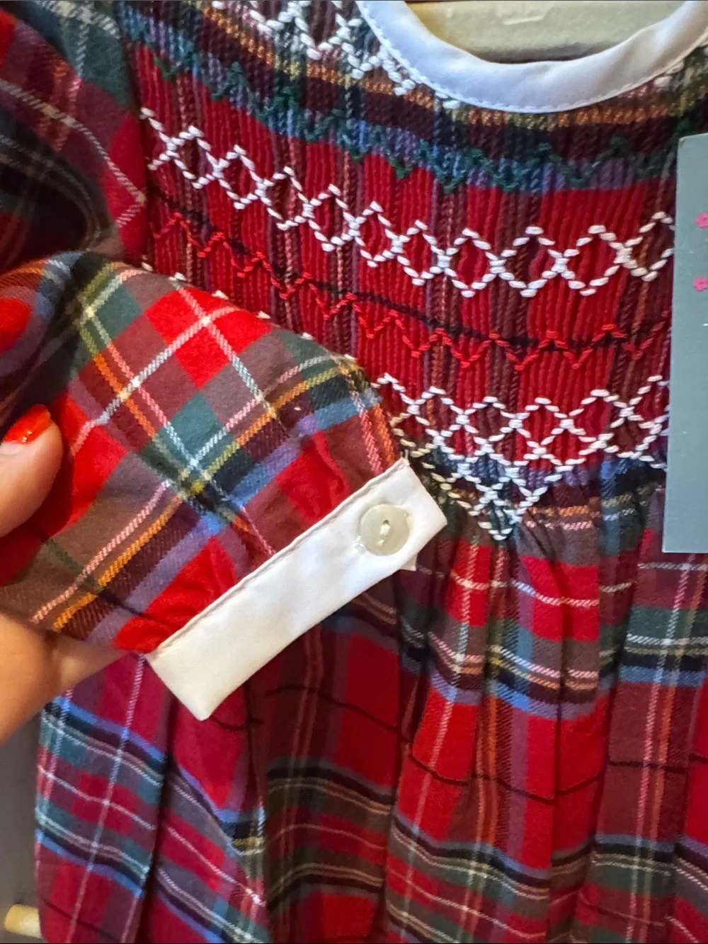 La Fleur & Le Papillon Red Plaid Smocked Dress, NWT, 12 months
